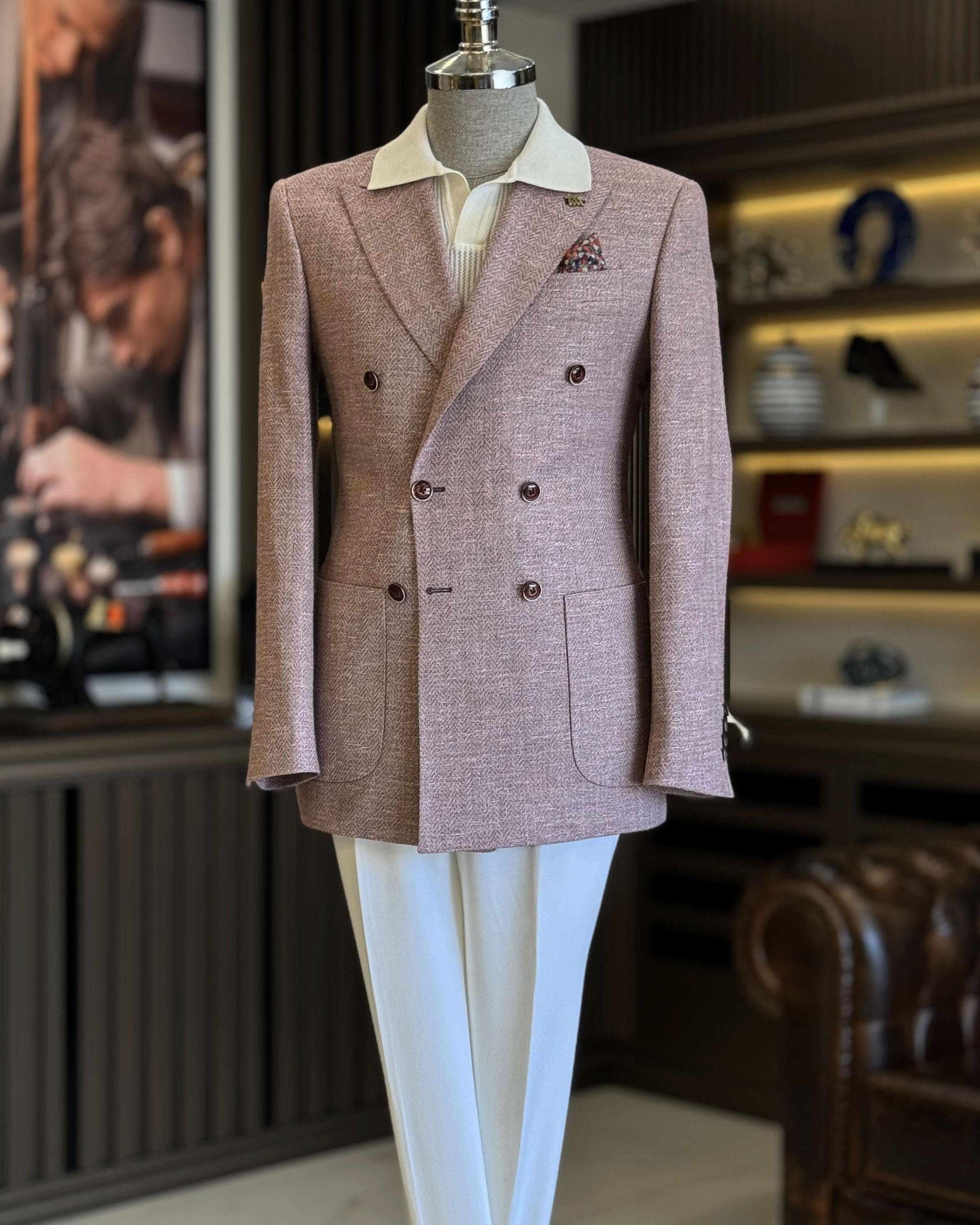 İtalyan stil slim fit kruvaze erkek ceket bordo T12217