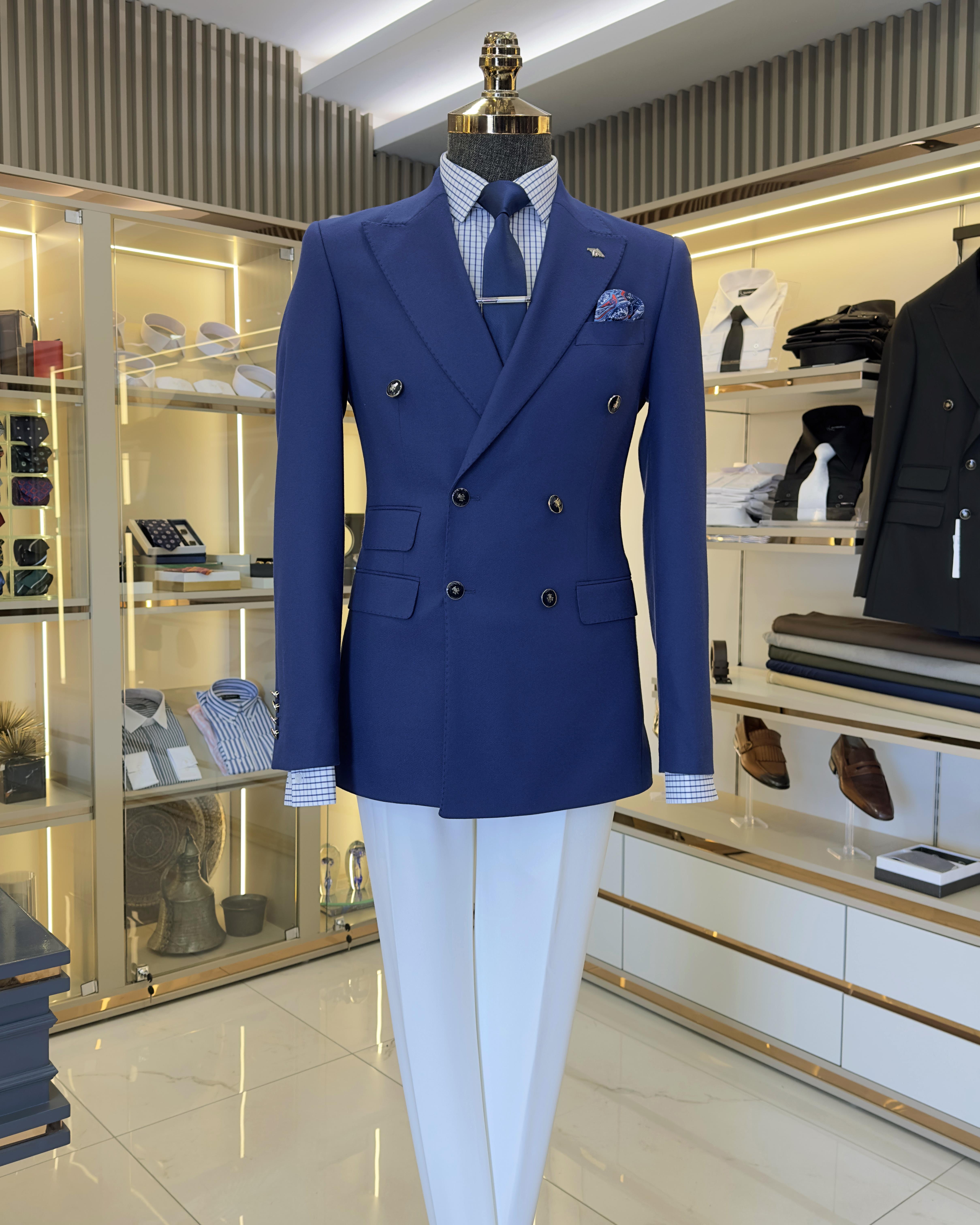Italian style slim fit double-breasted men's jacket saks T10764