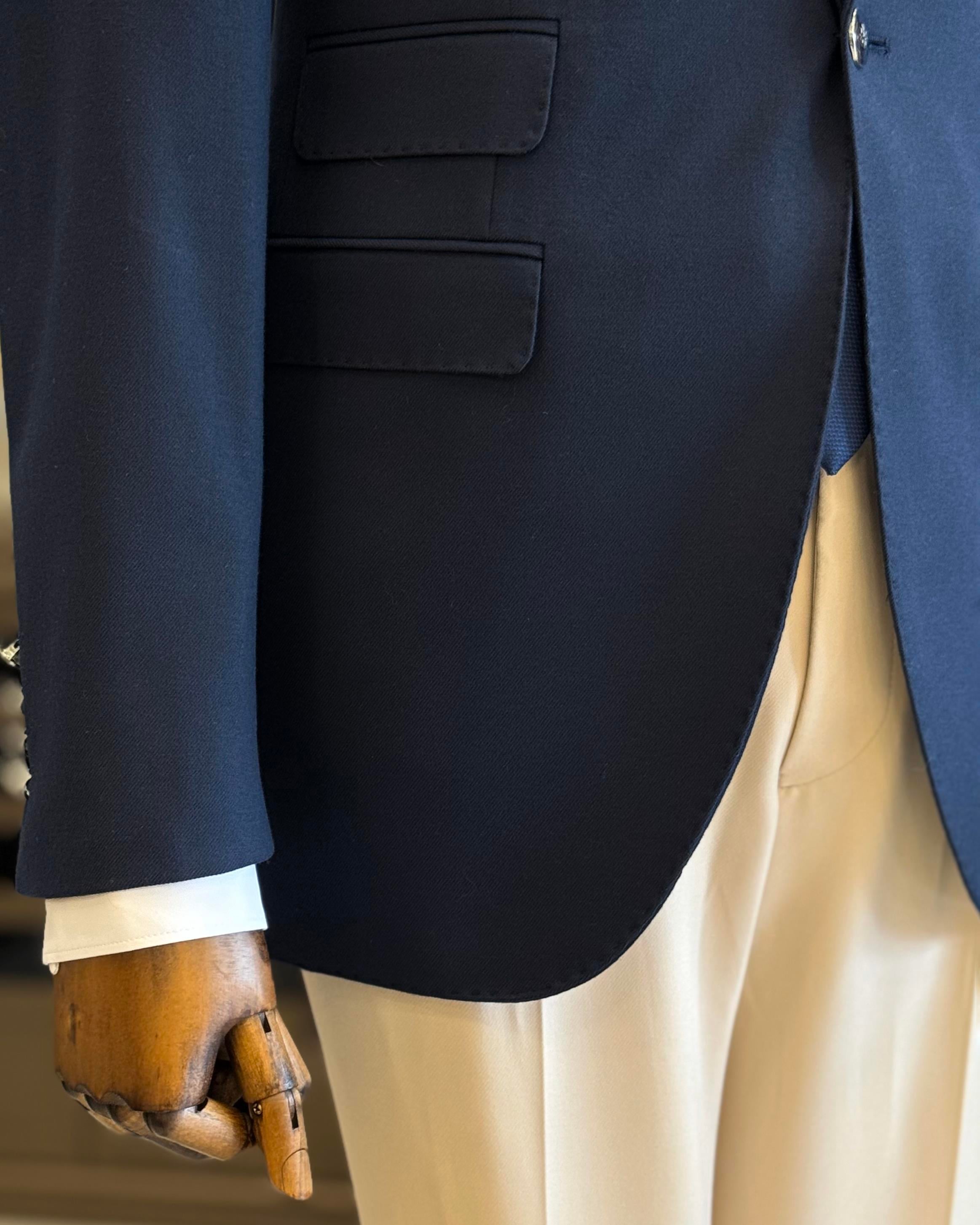 TerziAdemAltun İtalyan stil slim fit mono yaka erkek ceket