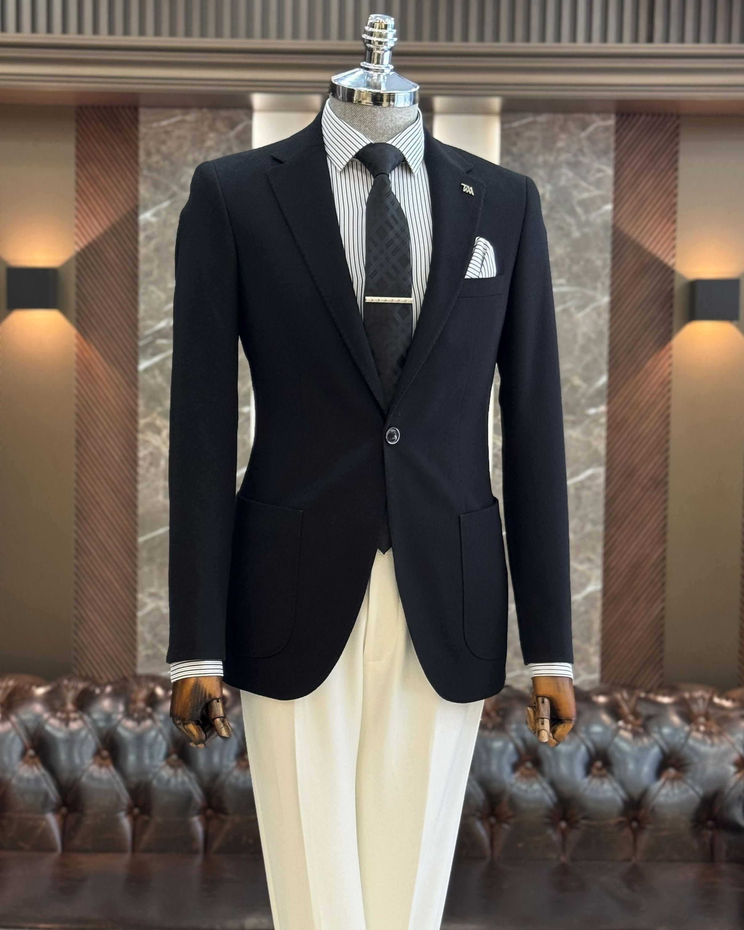 TerziAdemAltun İtalyan stil slim fit mono yaka torba cep erkek