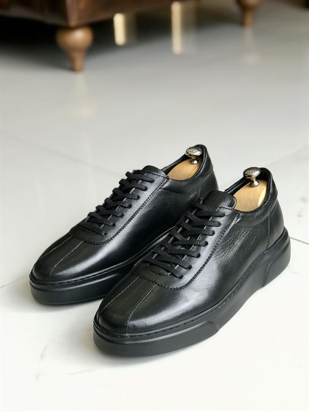 İtalyan stil iç dış naturel deri erkek ayakkabı Siyah T8661