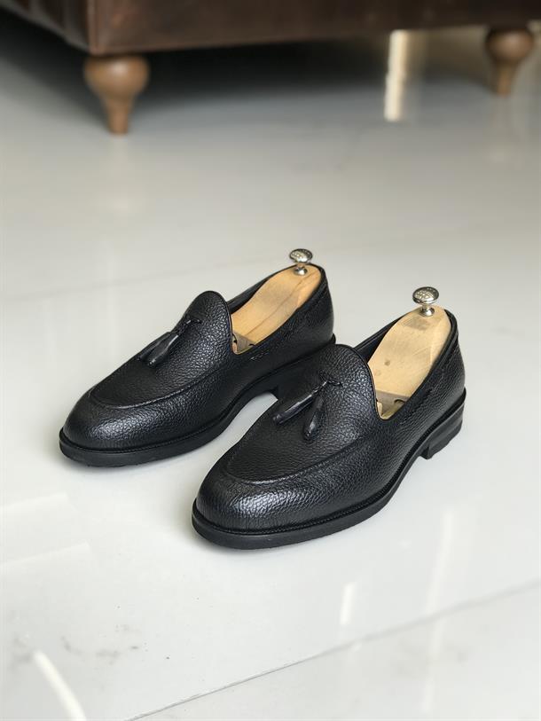 İtalyan stil iç dış naturel deri erkek ayakkabı Siyah T8767