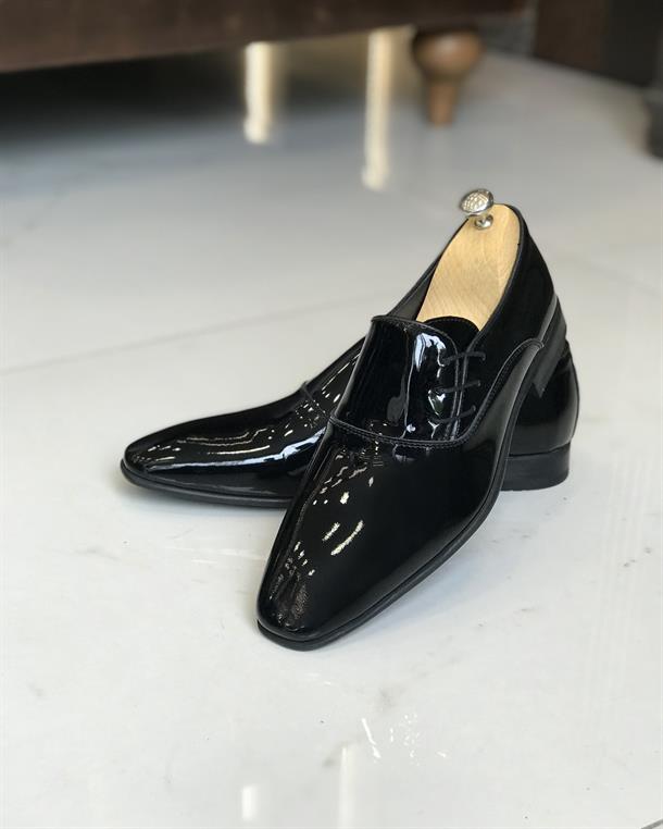 İtalyan stil iç dış naturel rugan deri erkek ayakkabı Siyah T8883