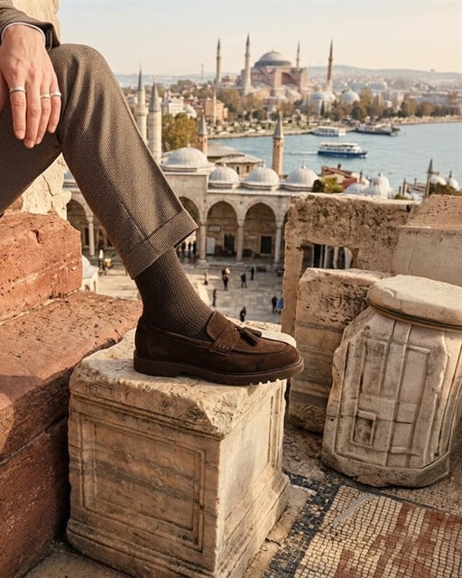 ダトニオ Italian style inner outer natural leather suede men's shoes brown