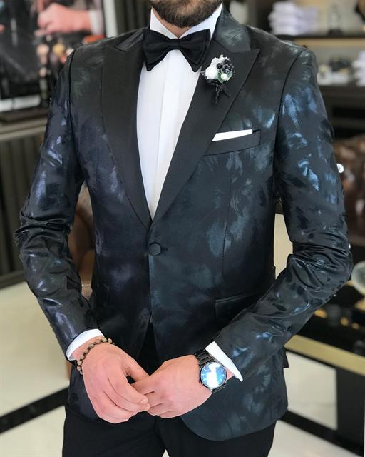 Italian Style Men's Groom Suits Black T7503
