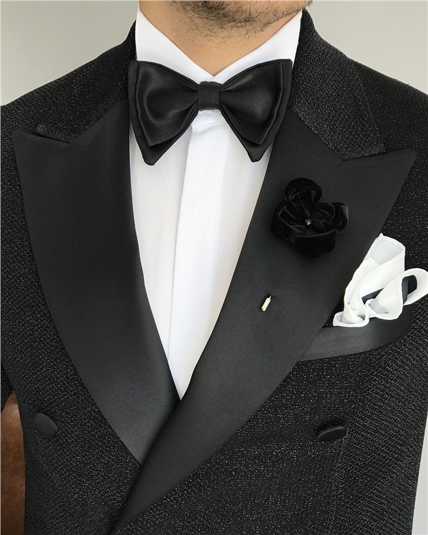 İtalyan kesim erkek damatlık takım elbise siyah T7481