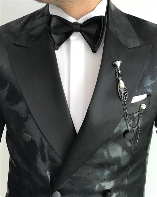 İtalyan kesim erkek damatlık takım elbise siyah T7475