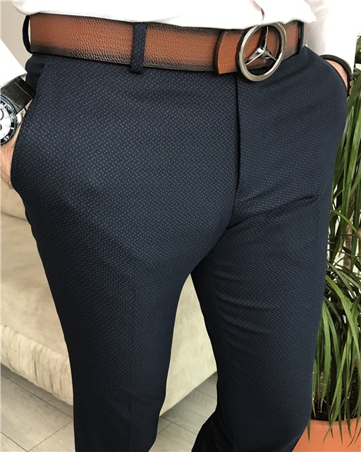İtalyan kesim slim fit kumaş pantolon Lacivert T8519