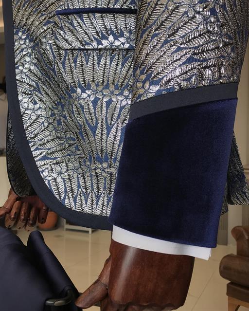 Italian cut slim fit shawl collar jacket vest trousers groom suit set navy blue T9624