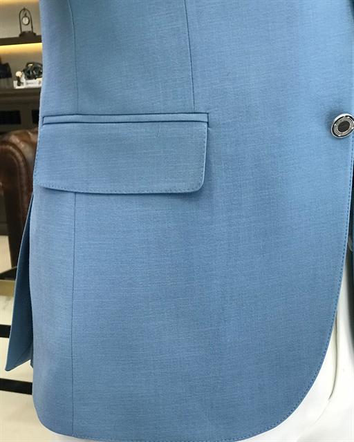 Italian Style Battal Blazer Men's Single Jacket Blue T7693