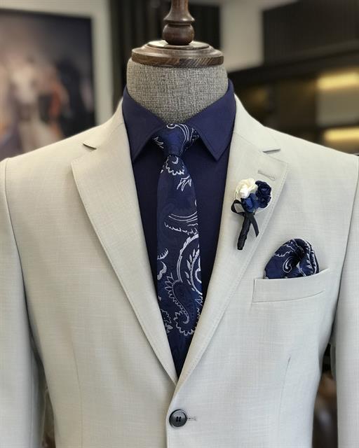 Italian Style Blazer Men's Single Jacket Gray T7691