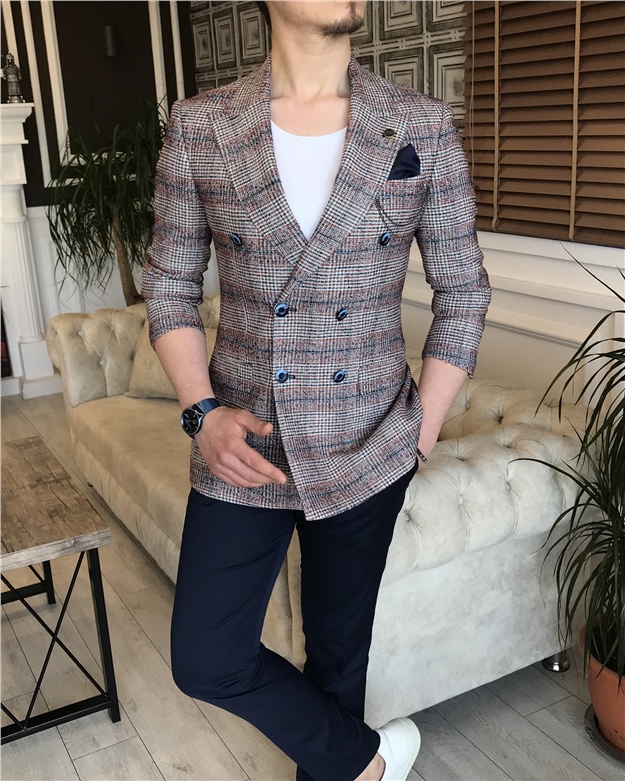 İtalyan stil erkek slim fit blazer tek ceket çok renkLİ T5967
