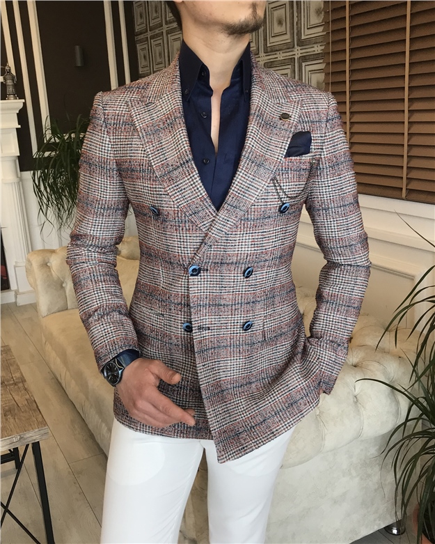 İtalyan stil erkek slim fit blazer tek ceket çok renkli T5967