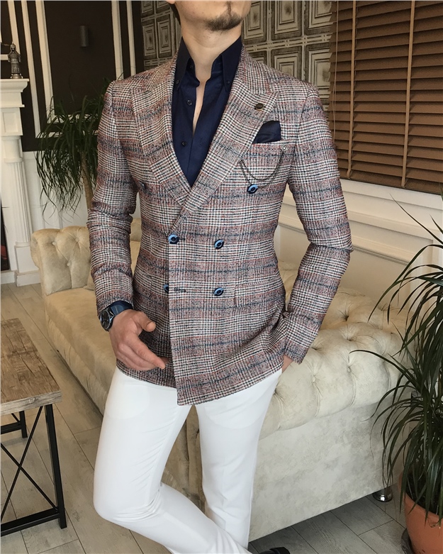 İtalyan stil erkek slim fit blazer tek ceket çok renkli T5967