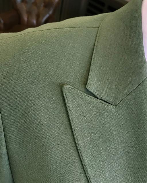 Italian Style Slim Fit Double Breasted Men Blazer Single Jacket Green T8298