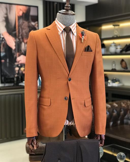Italian Style Men's Slim Fit Blazer Cotton Jacket Tile T7382