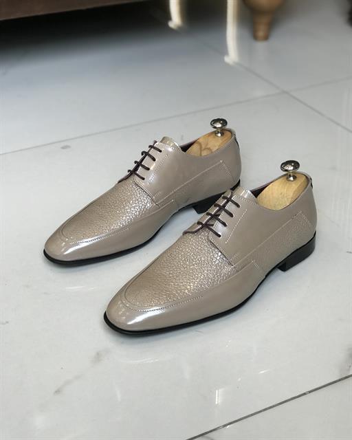 İtalyan stil iç dış deri erkek ayakkabı Bej T7321