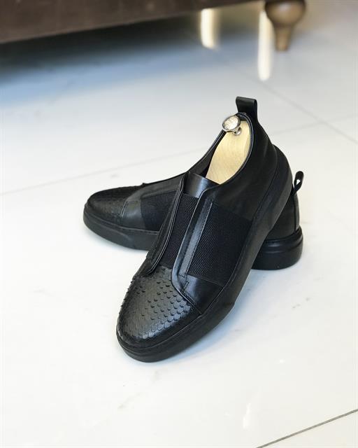 İtalyan stil iç dış naturel deri erkek ayakkabı Siyah T8891