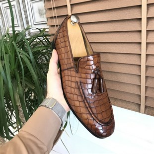 İtalyan stil iç dış naturel deri erkek ayakkabı camel T4025