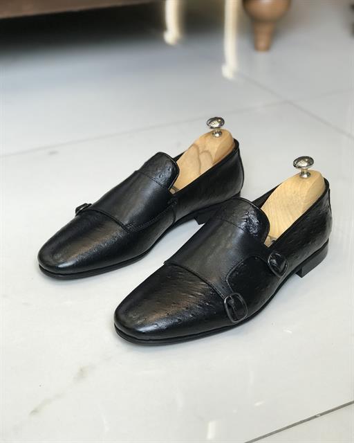 İtalyan Stil İç dış naturel deri erkek ayakkabı Siyah T7729
