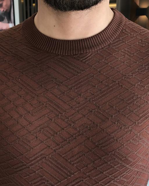Italian style slim fit crew neck knit t-shirt ecru T9494