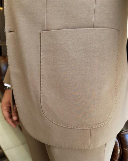 Italian style slim fit jacket pant suit brown T9690