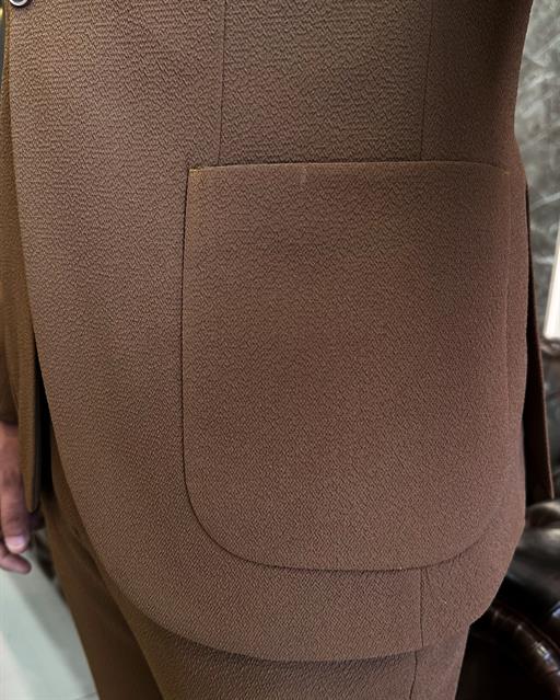 İtalyan stil slim fit  ceket pantolon takım elbise camel T10005