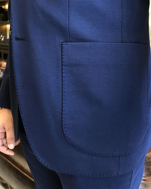 Italian style slim fit jacket pant suit navy blue T9692