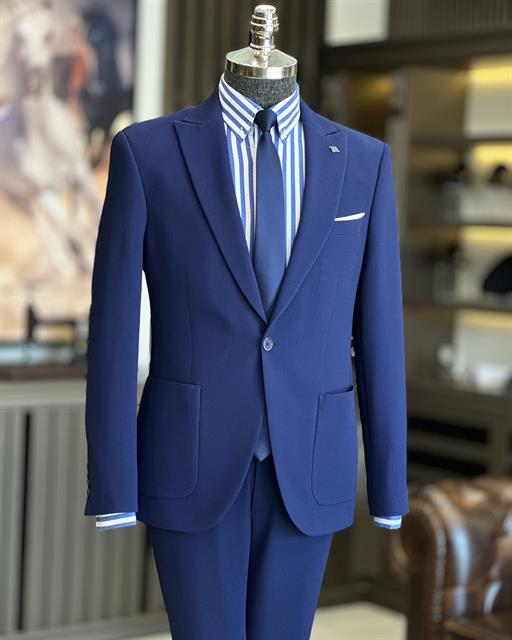 İtalyan stil slim fit  ceket pantolon takım elbise saks T10008
