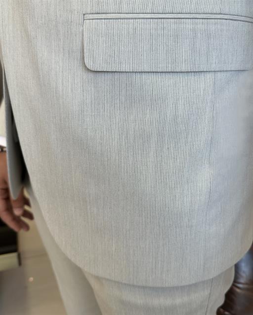 Italian style slim fit jacket vest pant suit beige T9798