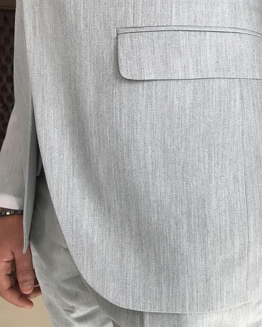 Italian style slim fit jacket vest pant suit gray T9088
