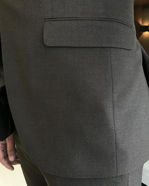 Italian style slim fit men's jacket vest pant suit brown T9528