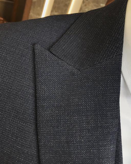 Italian style slim fit men's jacket vest pant suit navy blue T9525