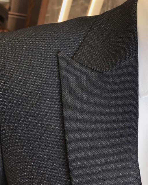 Italian style slim fit men's jacket vest pant suit black T9529