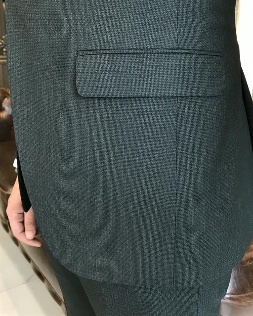 Italian style slim fit men's jacket vest pant suit green T9533