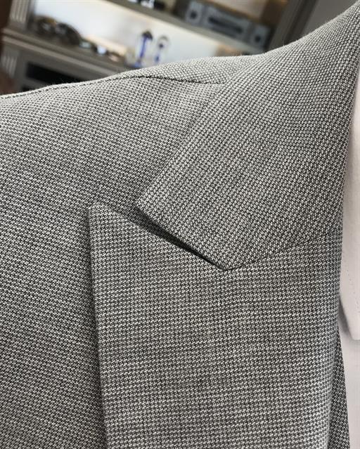 Italian style slim fit men's jacket vest pant suit gray T9523