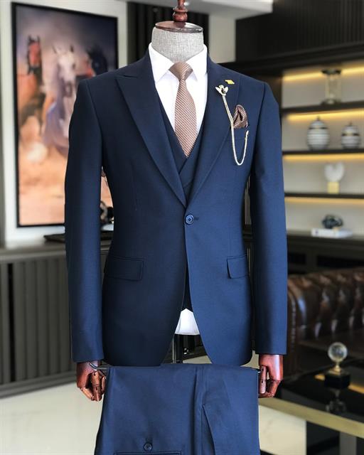 Italian style slim fit men's jacket vest pant suit parlement T9117