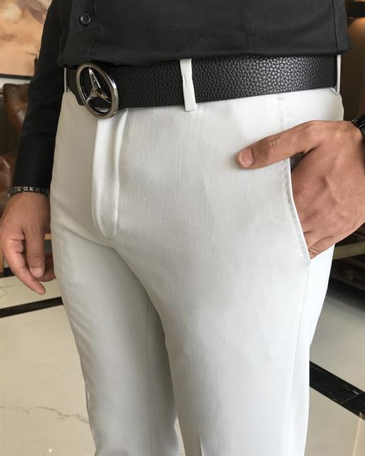 İtalyan stil slim fit erkek kumaş pantolon gri T9725