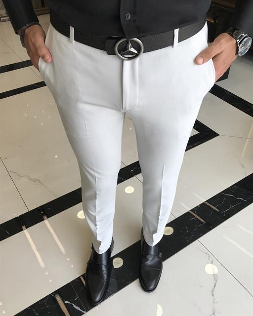 İtalyan stil slim fit erkek kumaş pantolon gri T9725