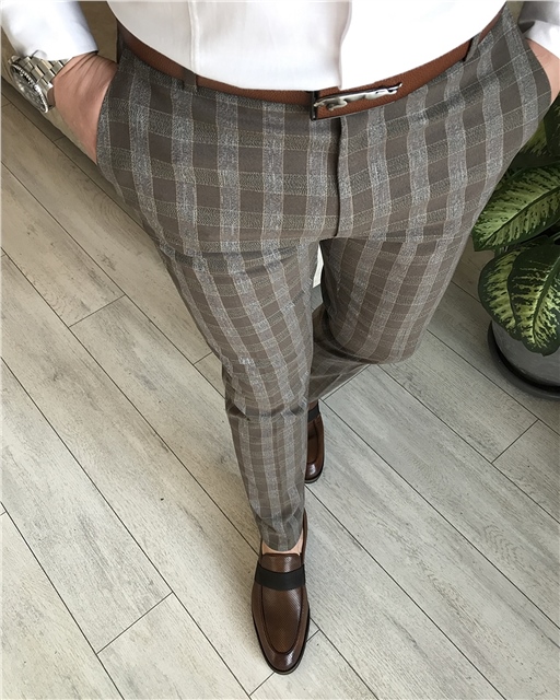 İtalyan stil slim fit erkek kumaş pantolon Çok Renkli T4275