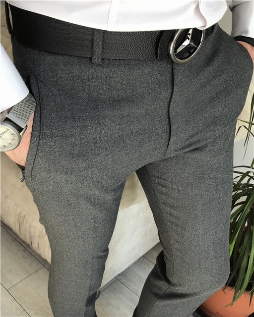 İtalyan stil slim fit erkek pantolon antrasit T8026