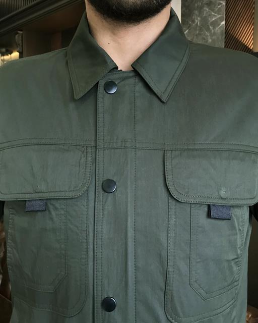 Italian style slim fit shirt collar mens coats khaki T9605