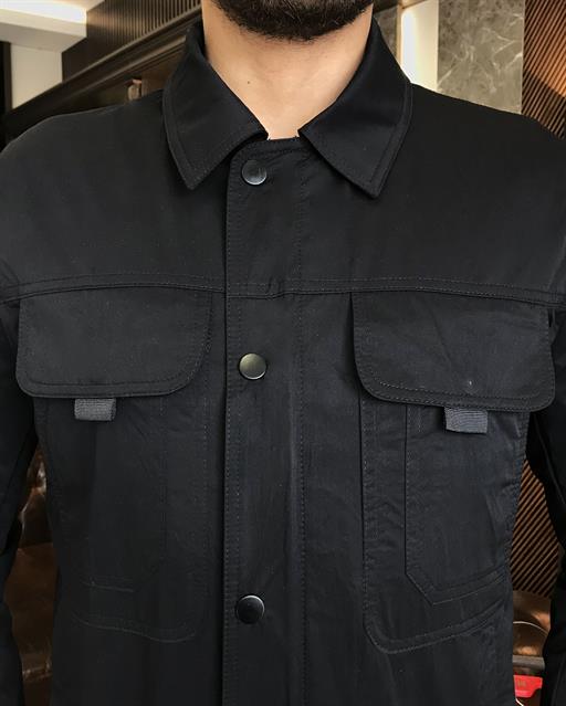 Italian style slim fit shirt collar mens coats black T9604