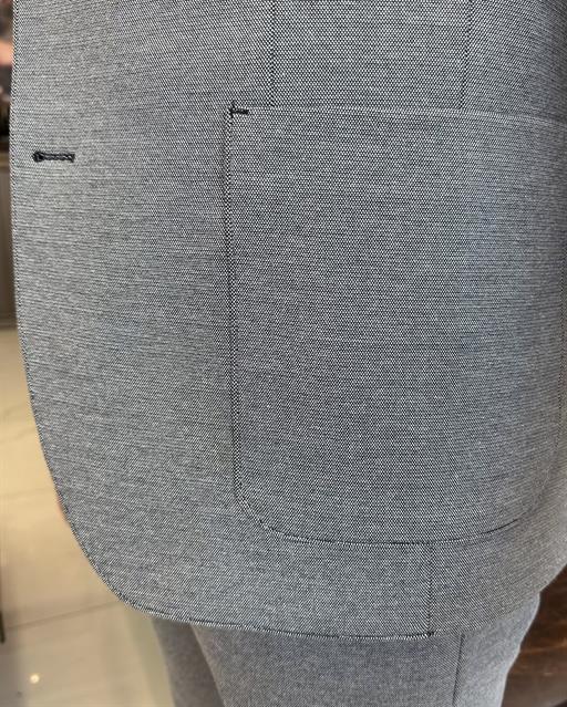 İtalyan stil slim fit yün karışımlı ceket yelek pantolon takım elbise gri T9843