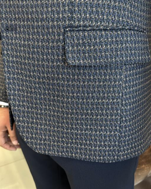 İtalyan stil slim fit yün karışımlı ceket yelek pantolon takım elbise lacivert T9857