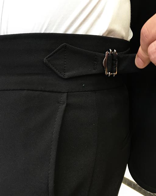 italyan stil slim fit yün karışımlı likralı safari ceket pantolon takım elbise siyah T9585