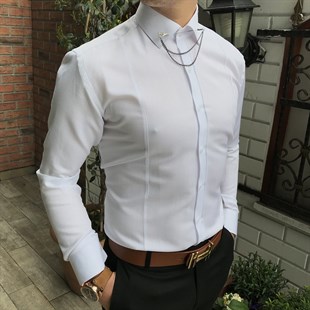 New Collection erkek gömlek makas yaka zinciri T4130
