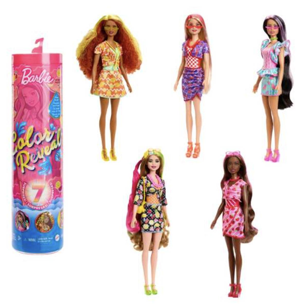Barbie Color Reveal - Renk Değiştiren Sürpriz Meyve Deseni Elbiseli ...