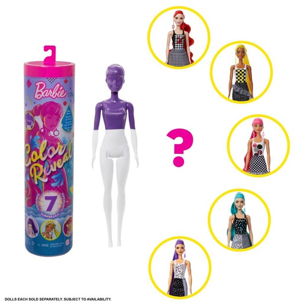 Barbie Color Reveal Renk Değiştiren Sürpriz Barbie Renk Bloklu Bebekler S2 GWC56