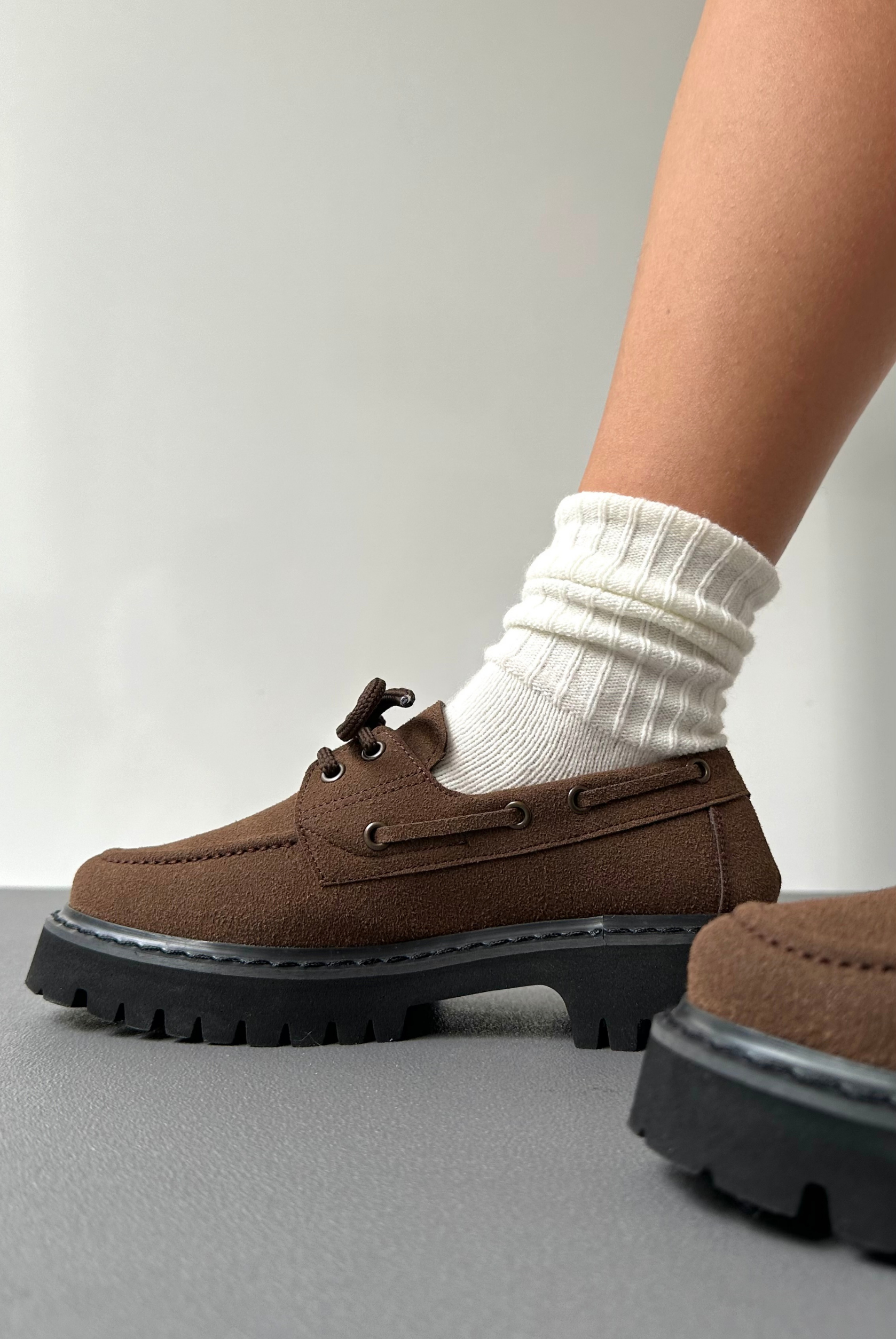 Kadın Bağcıklı Loafer KAHVE SÜET